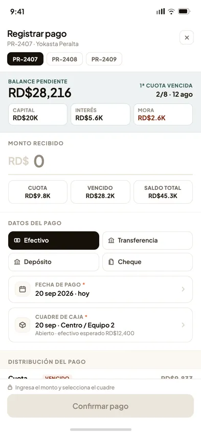 Registrar pago