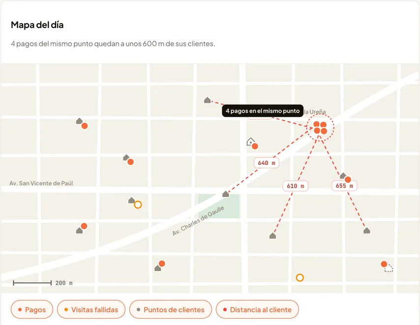 Mapa de ruta del cobrador